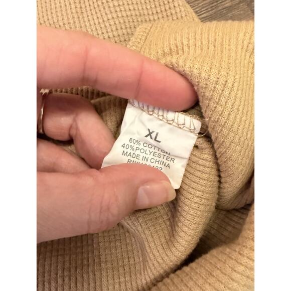 American Worker Shirt Mens XL Tan Thermal Waffle Knit Camo Trim Long Sleeve - Picture 5 of 9